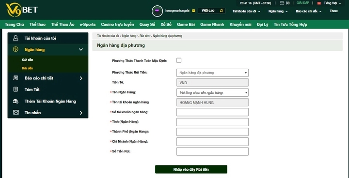 Quy trình thanh toán rút tiền v9bet 